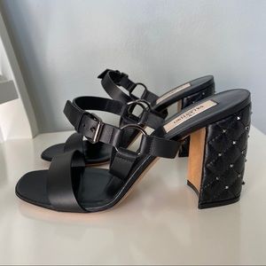 Valentino Leather Rockstud Spike Heel Sand…